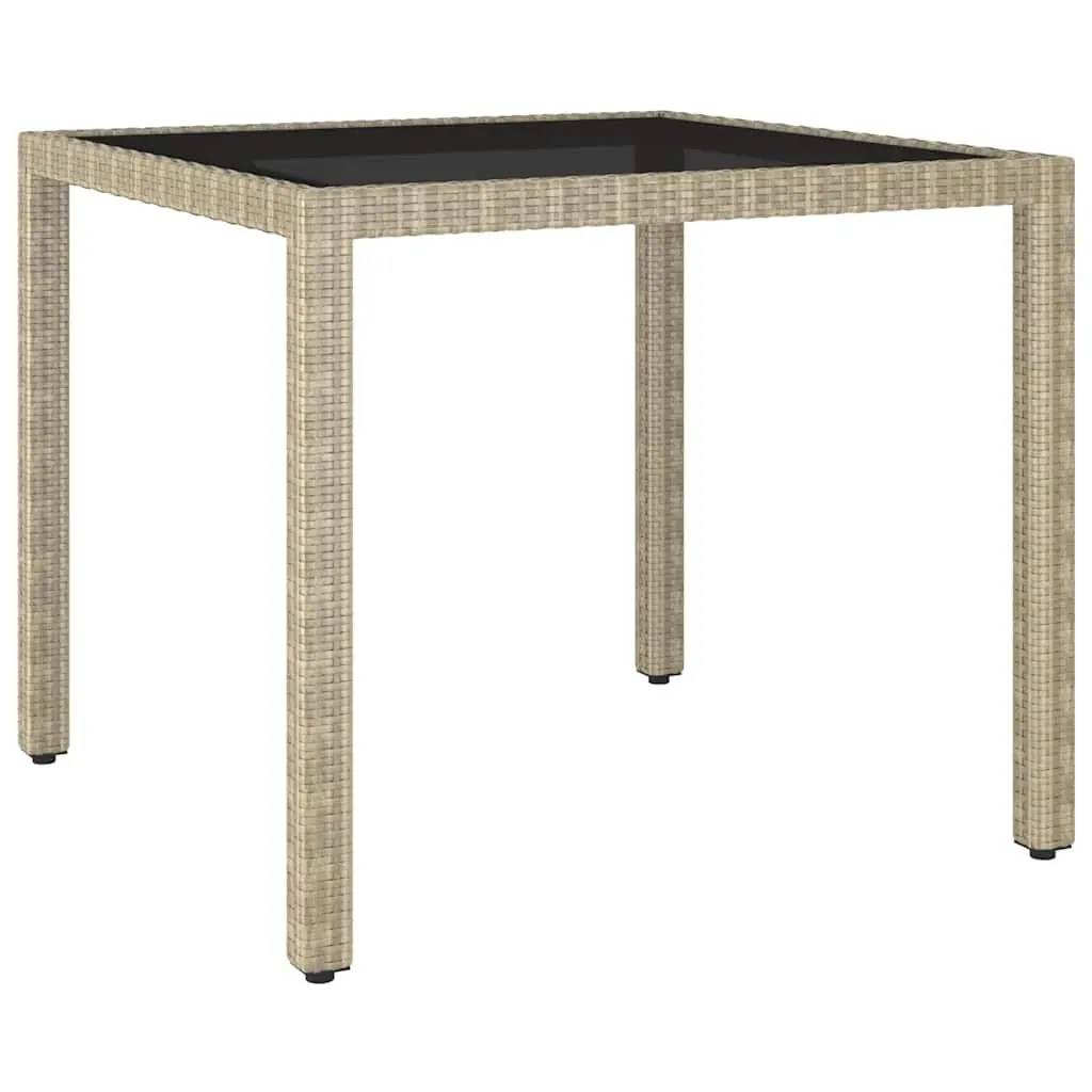 Outdoor Garden Dining Table Set 5 Piece Poly Rattan Chairs Beige