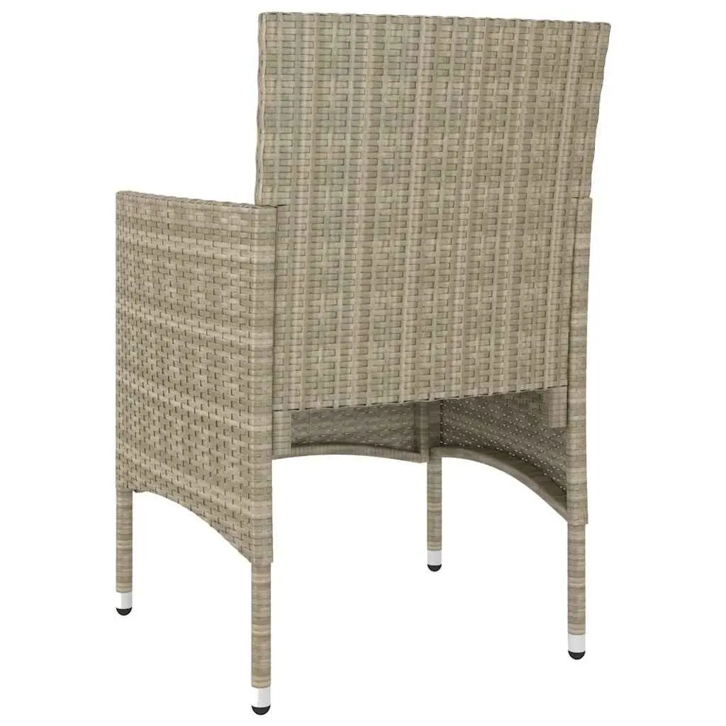 Outdoor Garden Dining Table Set 5 Piece Poly Rattan Chairs Beige