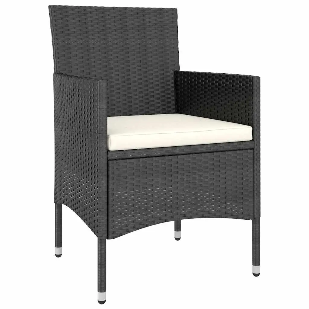 5 Piece Garden Dining Set Outdoor Table Chairs PE Rattan Steel Frame Acacia Top