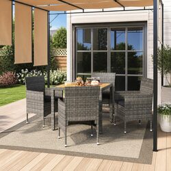Garden Dining Set: 5 Pieces with Acacia Wood and Steel Frame
