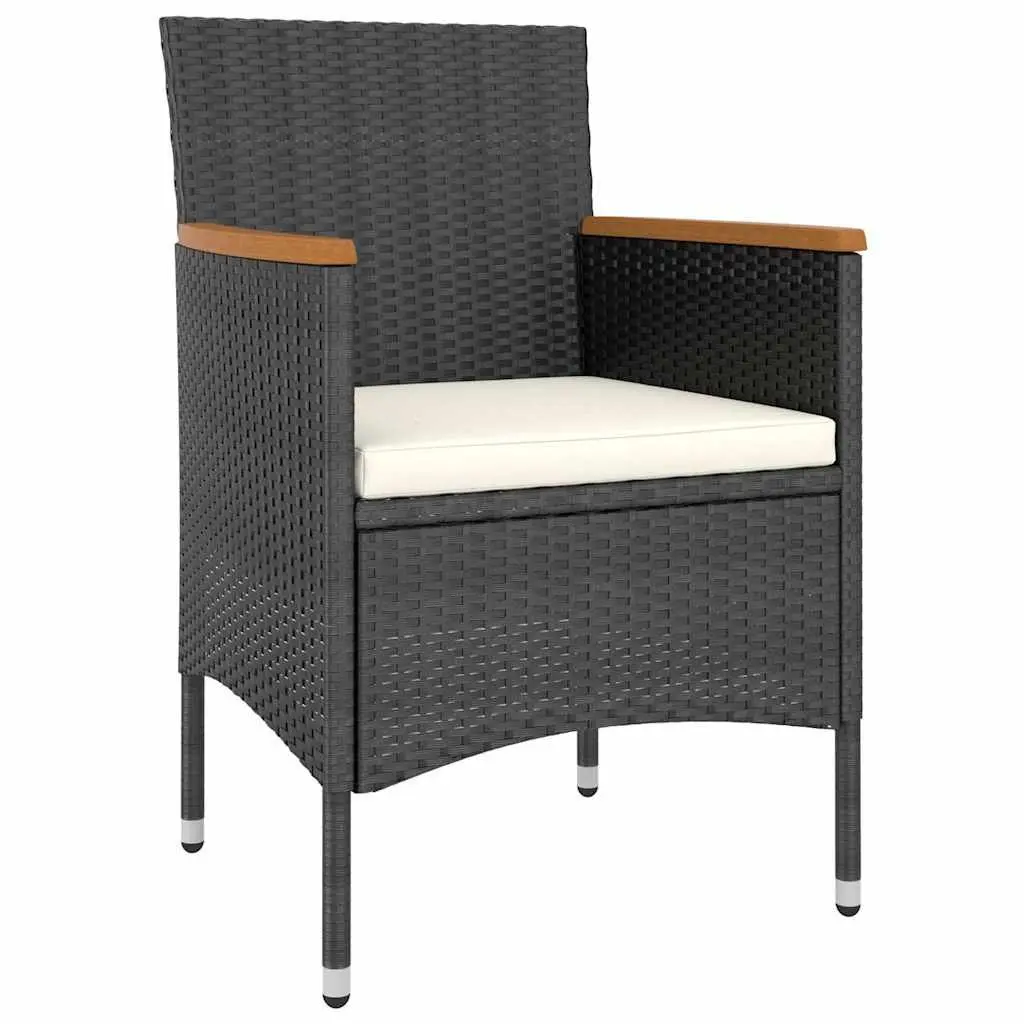 Garden Dining Set Outdoor Furniture 5 Piece Black Rattan Chairs Table Glass Top
