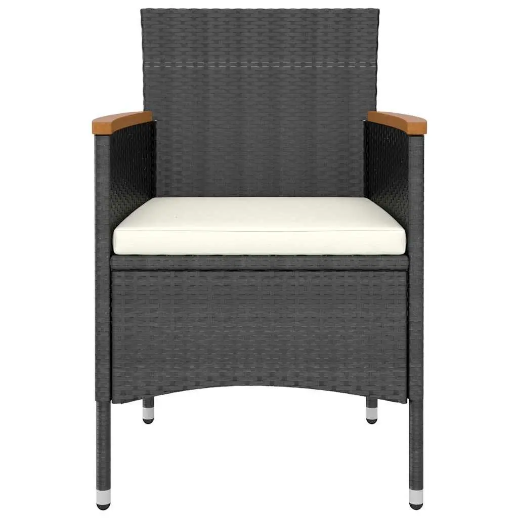 Garden Dining Set Outdoor Furniture 5 Piece Black Rattan Chairs Table Glass Top