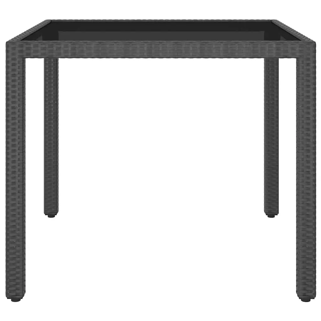 Garden Dining Set Outdoor Furniture 5 Piece Black Rattan Chairs Table Glass Top
