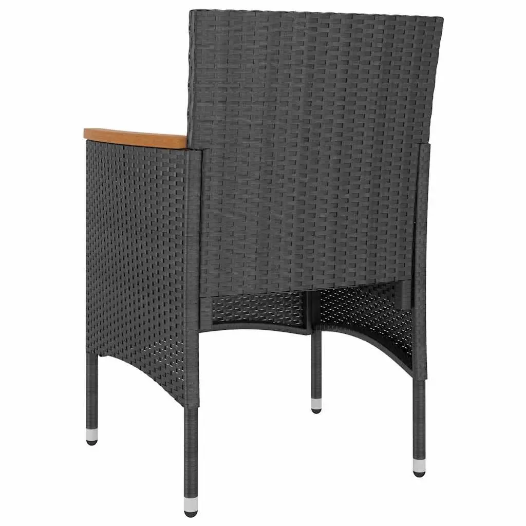5 Piece Garden Dining Set Outdoor Patio Furniture Black PE Rattan Acacia Wood