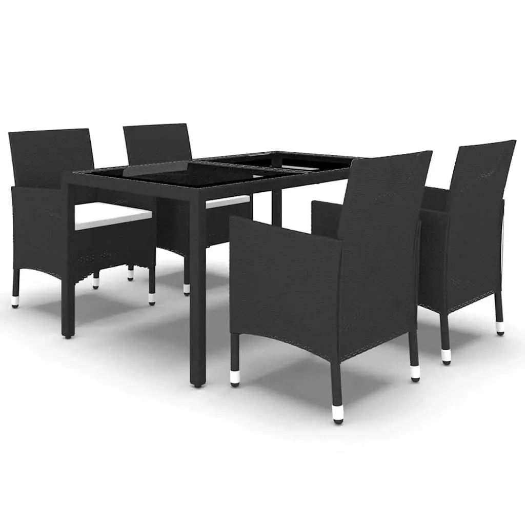 5 Piece Outdoor Dining Set Patio Garden Furniture Black