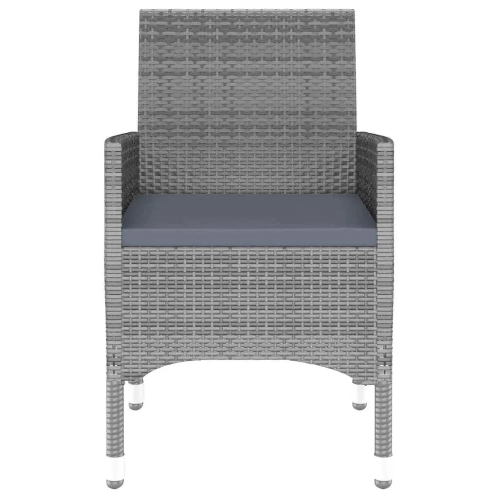 5 Piece Garden Dining Set Outdoor Patio Grey Rattan Table Chairs Tempered Glass