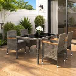 Specifications for 5-Piece Grey Rattan Garden Dining Set