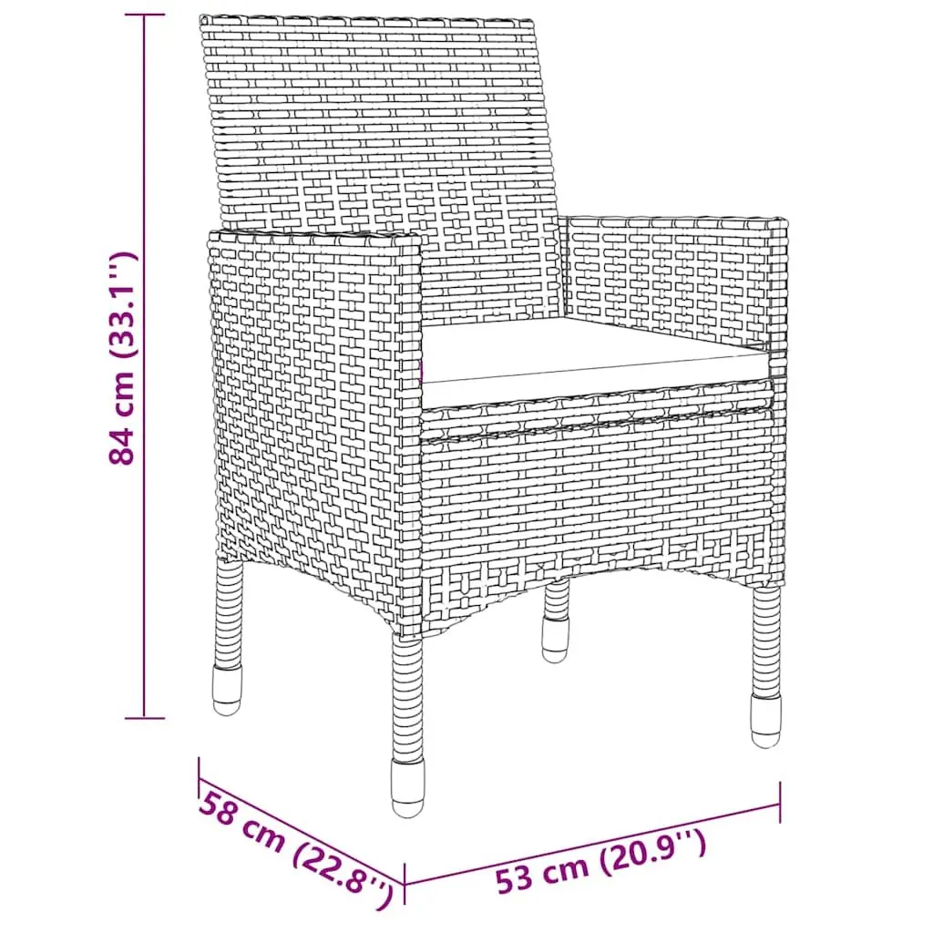 7 Piece Garden Dining Set Outdoor Patio Furniture Grey Rattan Tempered Glass