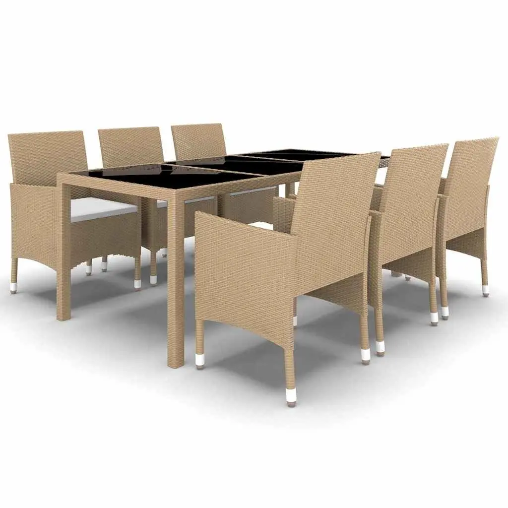 7 Piece Outdoor Garden Dining Set Patio Use Beige
