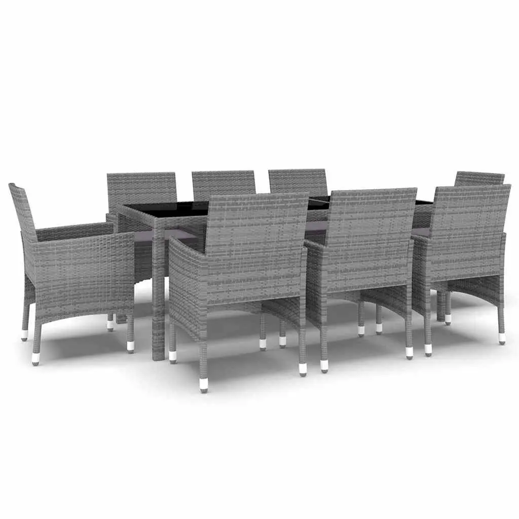 Garden Dining Set 9 Piece Outdoor Patio Furniture Grey Rattan