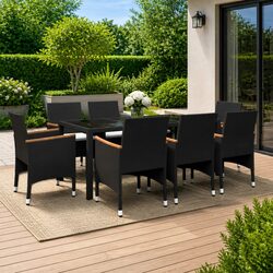 Specifications for 9 Piece Garden Dining Set, Black