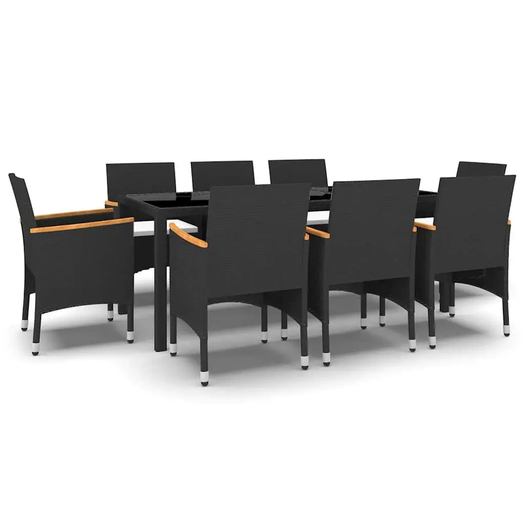 9 Piece Garden Dining Set, Black