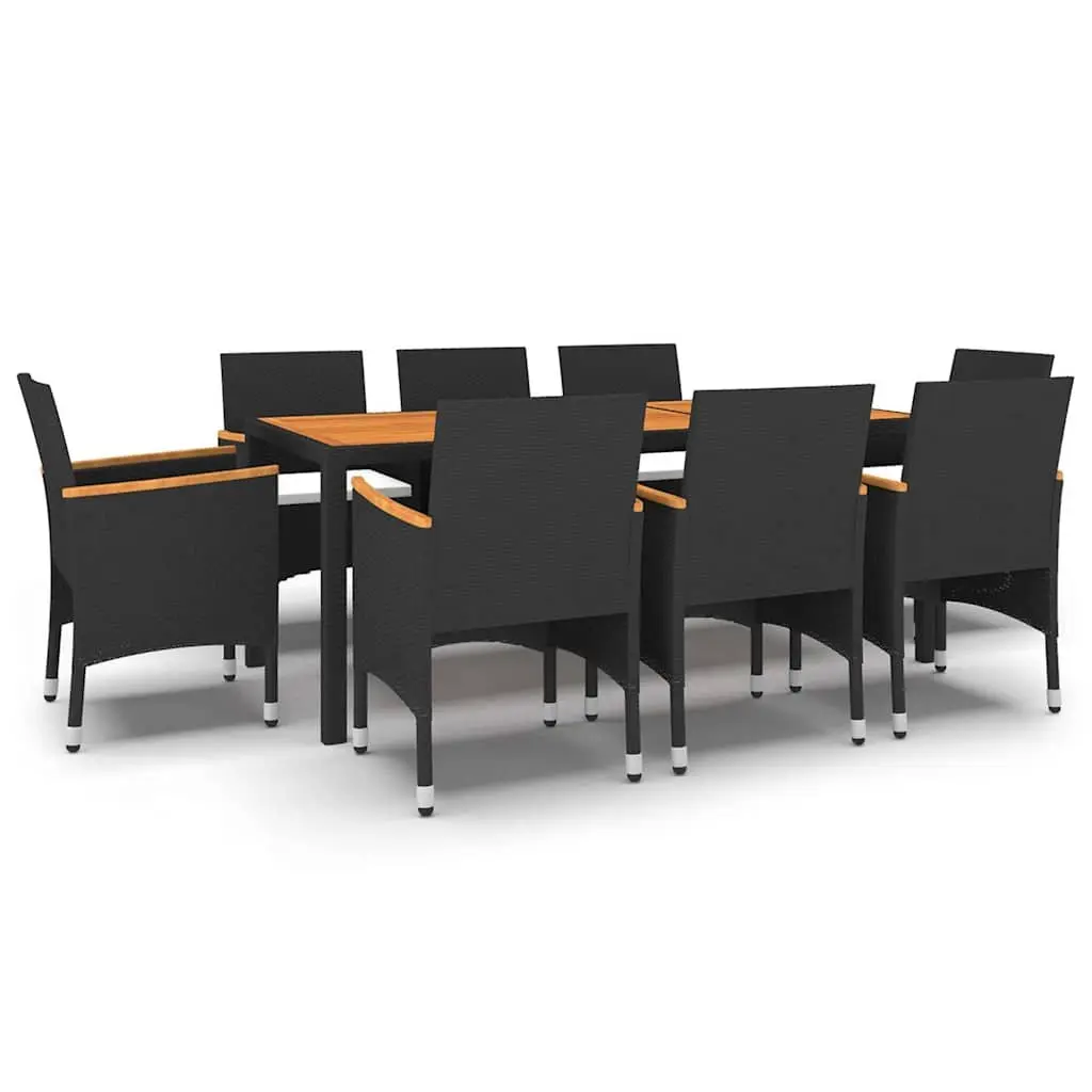 Garden Dining Set 9 Piece Outdoor Patio Furniture Table Chairs Rattan Black