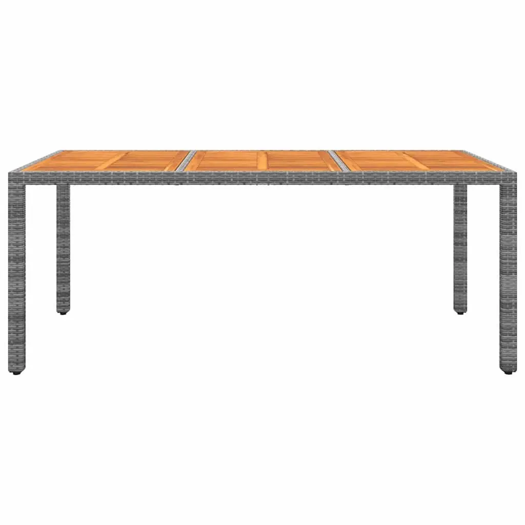 Outdoor Furniture Set 9 Piece Grey Rattan Cushioned Dining Chairs Acacia Wood Table Steel Frame