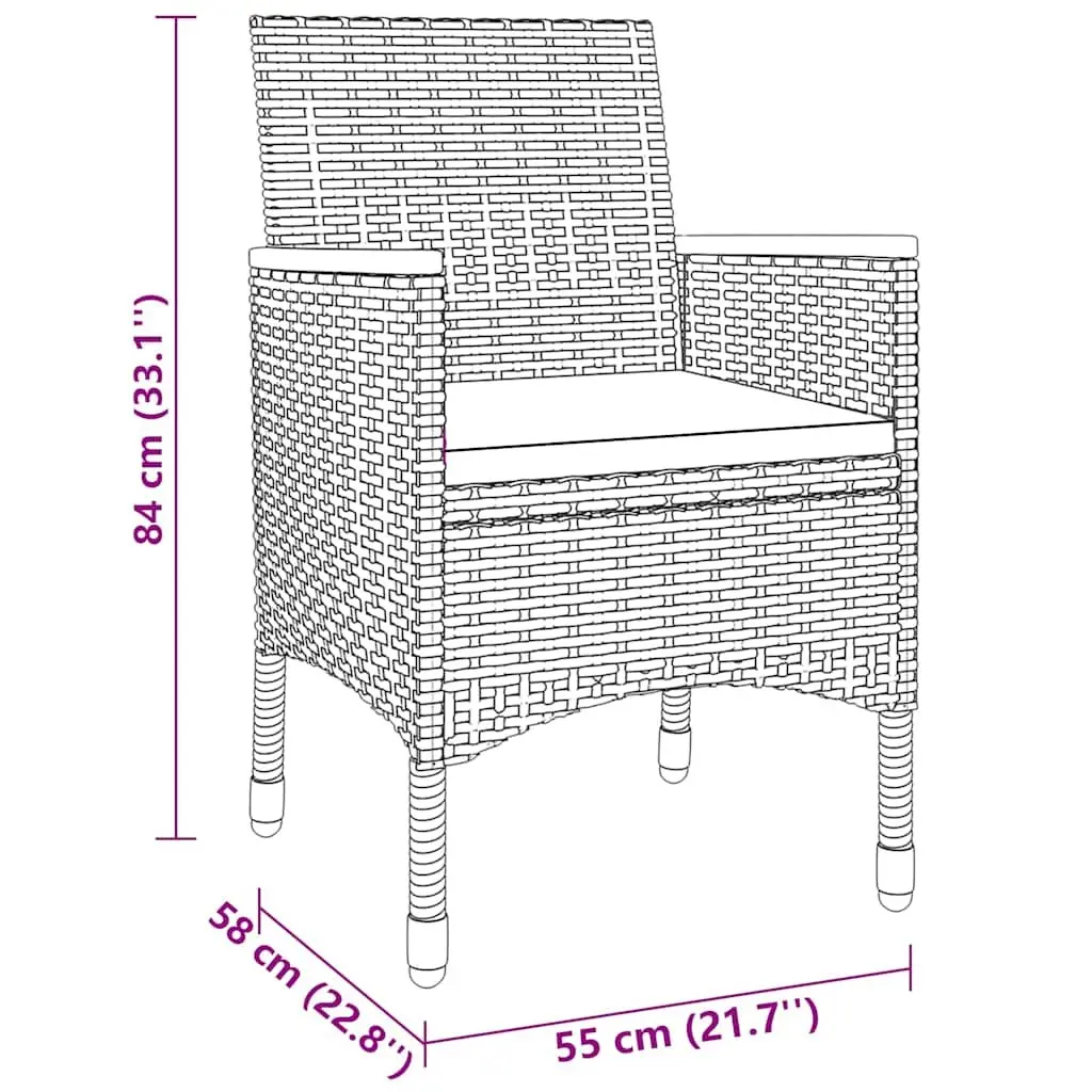 Outdoor Furniture Set 9 Piece Grey Rattan Cushioned Dining Chairs Acacia Wood Table Steel Frame