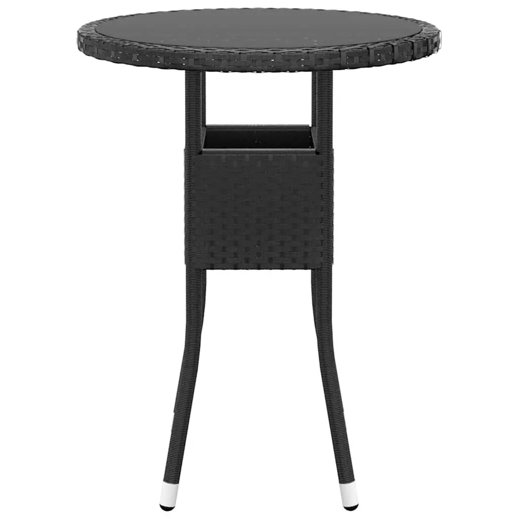 3 Piece Outdoor Dining Set Patio Furniture Black PE Rattan Table Chairs