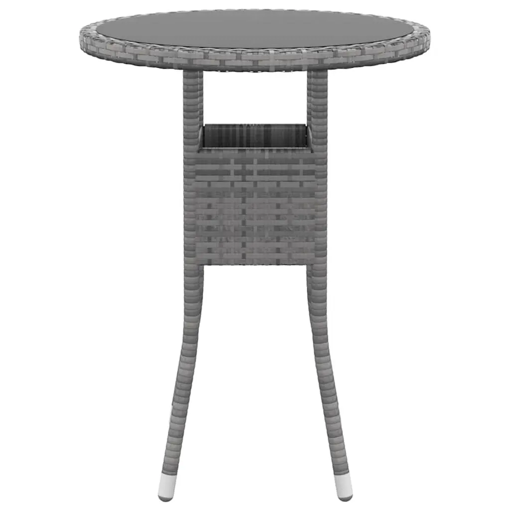Garden Dining Set 3 Piece Patio Furniture Grey PE Rattan Table with Cushions and Ergonomic Chairs