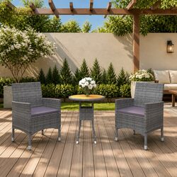 Garden Dining Set - 3 Piece Grey Patio Furniture
