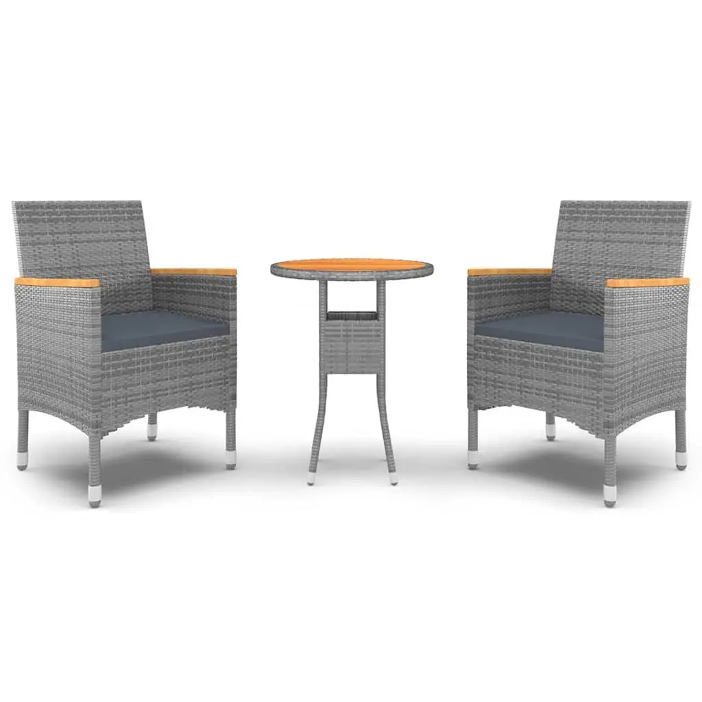 Garden Dining Set Outdoor Patio Furniture 3 Piece Grey Rattan