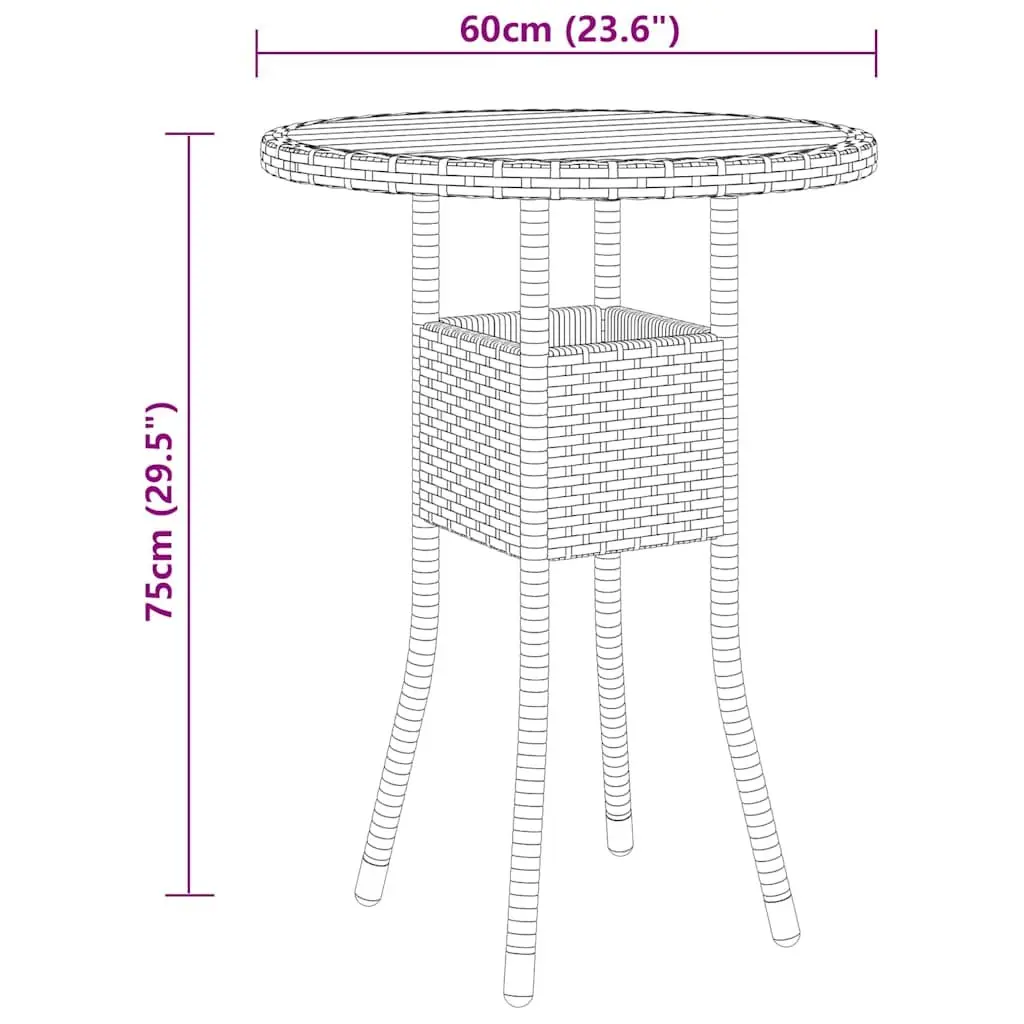 Garden Dining Set Outdoor Patio Furniture 3 Piece Grey Rattan