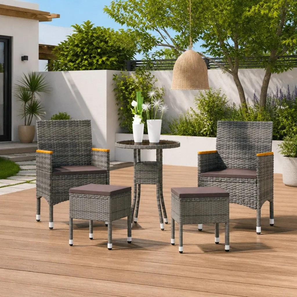 Garden Lounge Set 5 Piece Outdoor Patio Furniture Grey