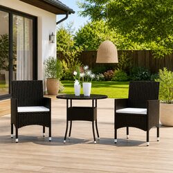 3-Piece Black Outdoor Dining Set with Specifications
