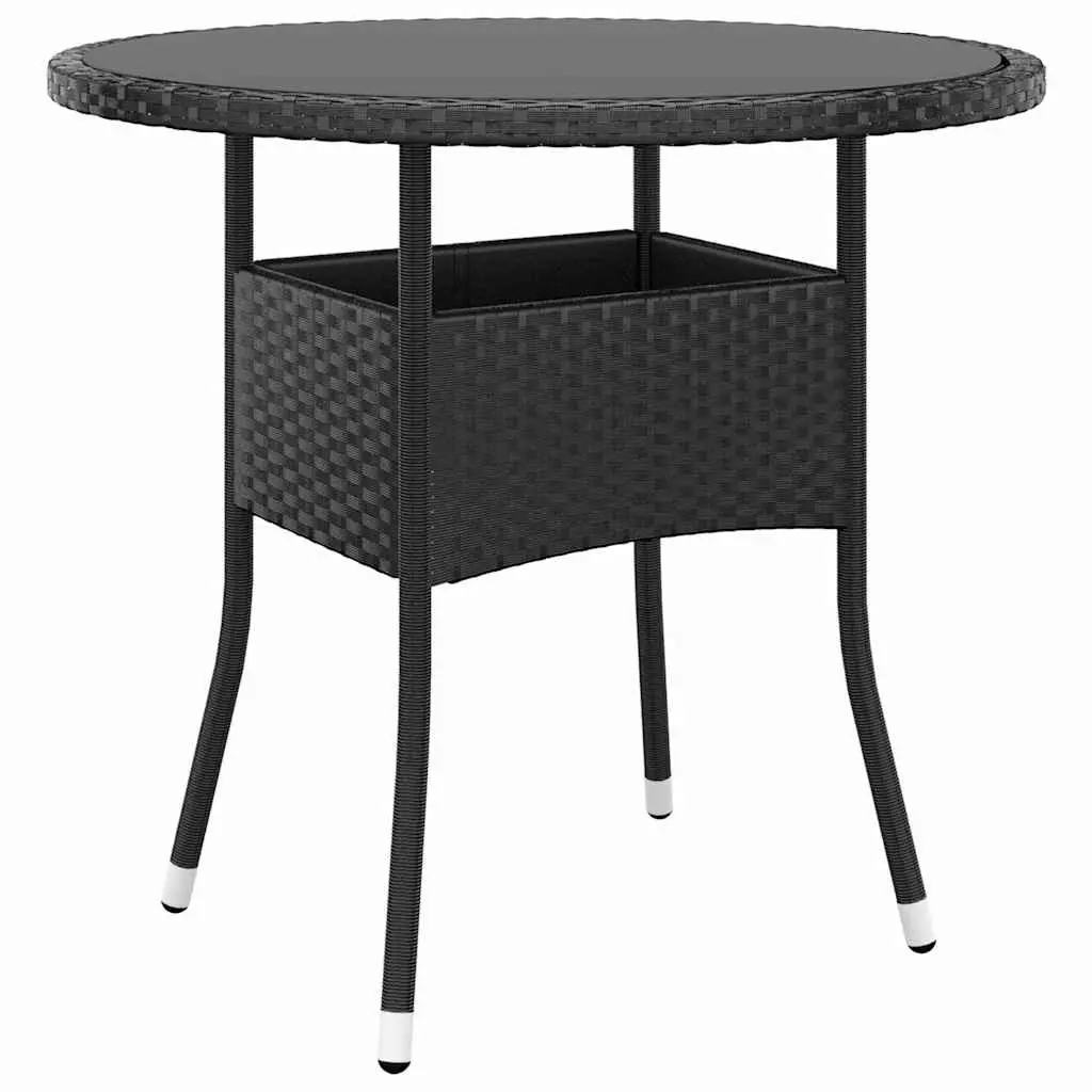 3 Piece Outdoor Dining Set Patio Garden Black Poly Rattan Table Chairs