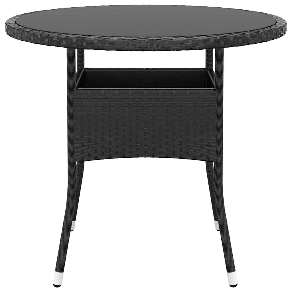 3 Piece Outdoor Dining Set Patio Garden Black Poly Rattan Table Chairs