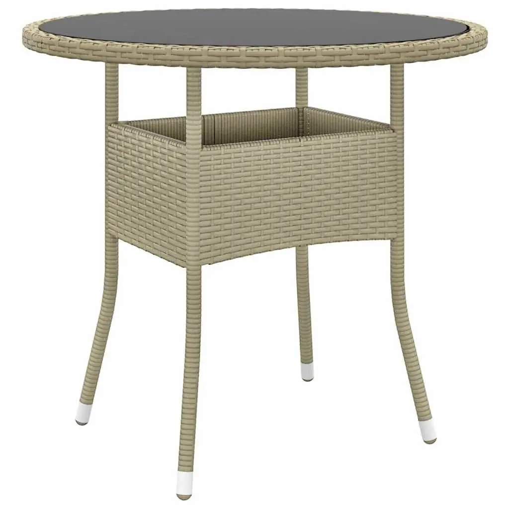 Outdoor Dining Set 3 Piece Patio Furniture Poly Rattan Table and Chairs Beige
