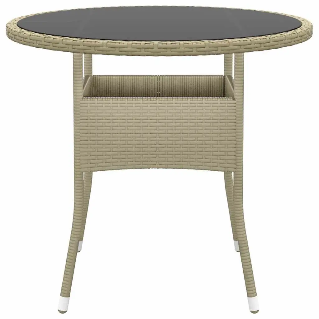 Outdoor Dining Set 3 Piece Patio Furniture Poly Rattan Table and Chairs Beige