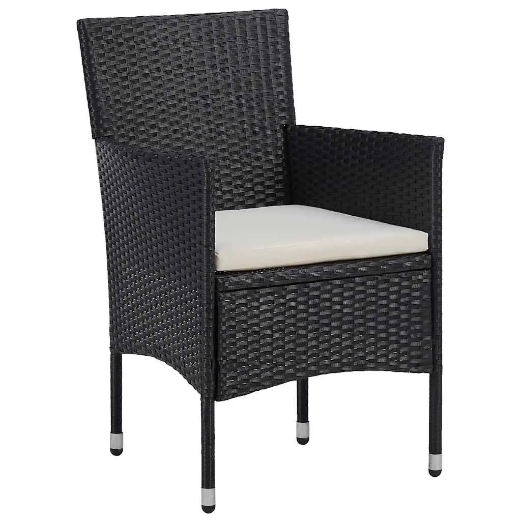 Garden Dining Set Outdoor Patio Furniture 3 Piece Poly Rattan Steel Frame Wood