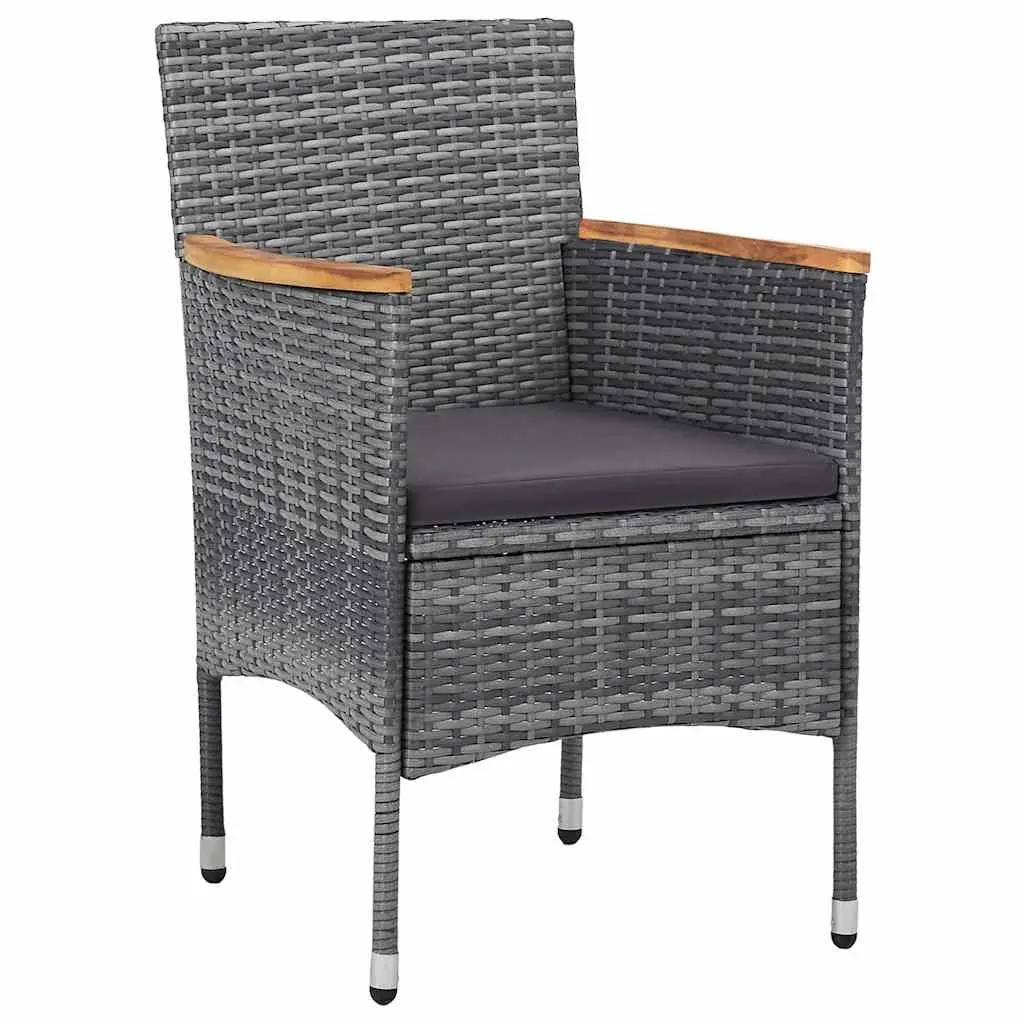 Outdoor Dining Set 3 Piece Patio Garden Furniture Grey Poly Rattan Table Chairs