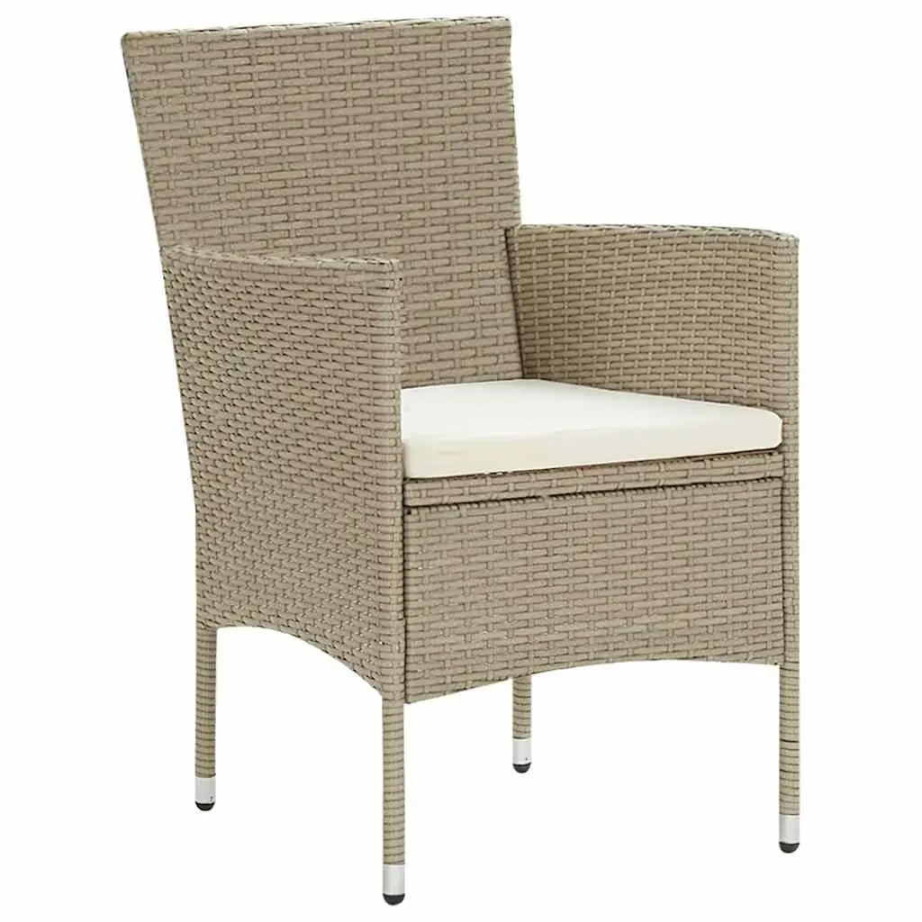 Garden Dining Set Outdoor Use 5 Piece Beige Poly Rattan Table Chairs