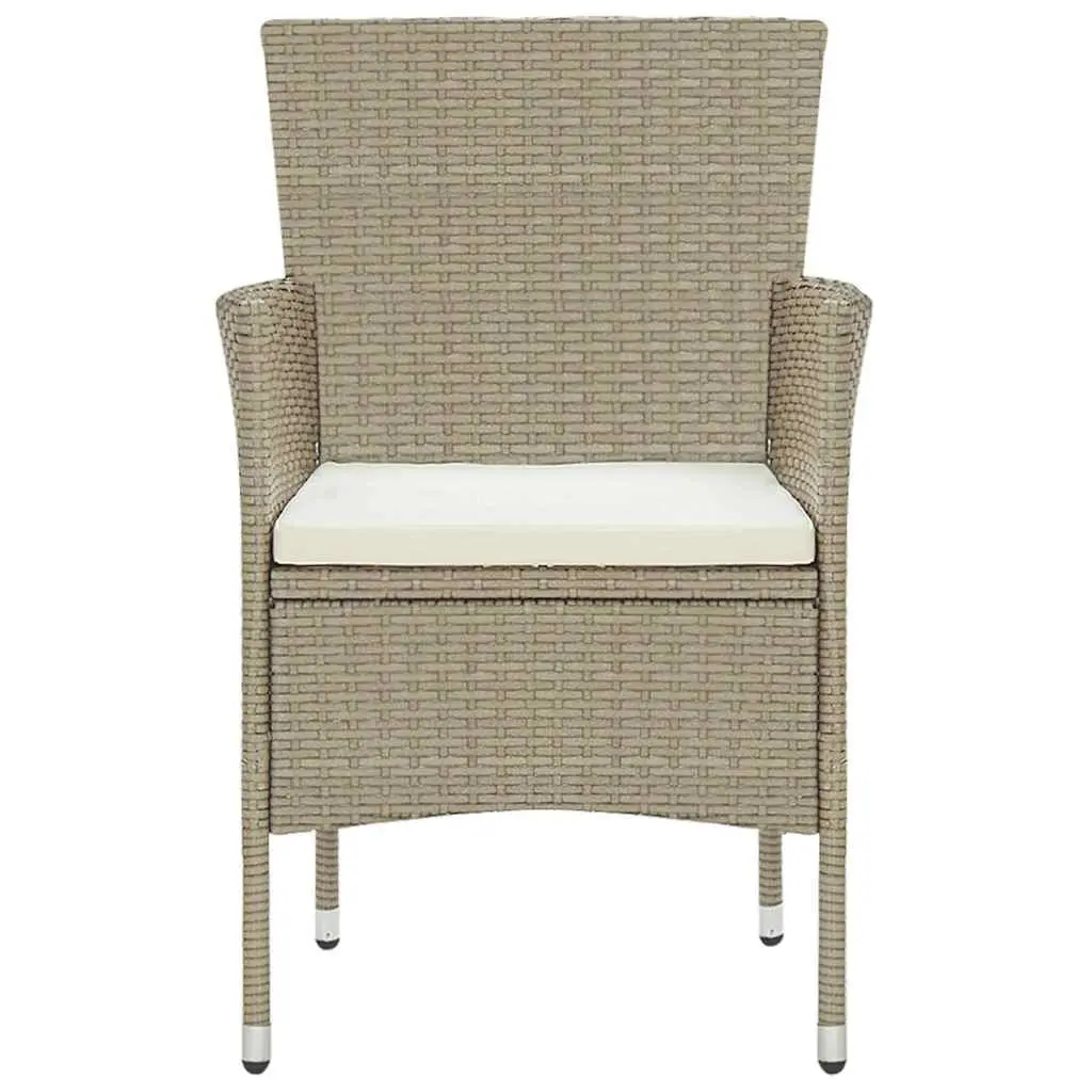 Garden Dining Set Outdoor Use 5 Piece Beige Poly Rattan Table Chairs