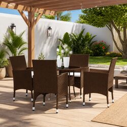 Specifications for 5-Piece Brown Rattan Garden Dining Set