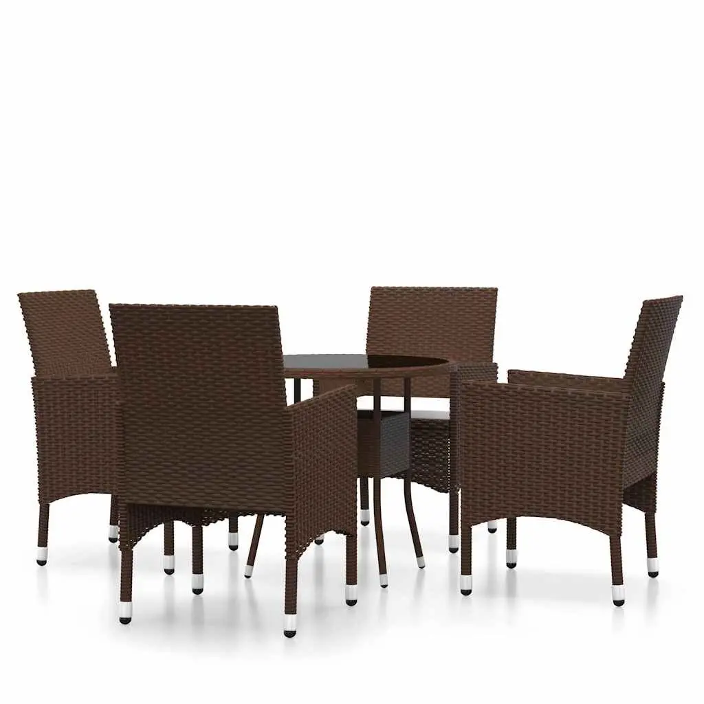 Garden Dining Set 5 Piece Outdoor Furniture Patio Brown Rattan