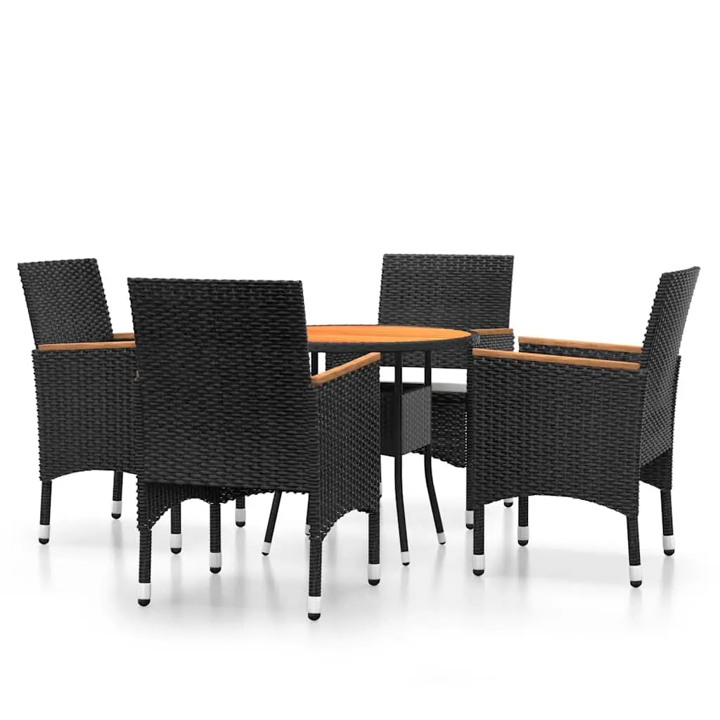 5-Piece Outdoor Dining Set with Steel Frame and Acacia Wood