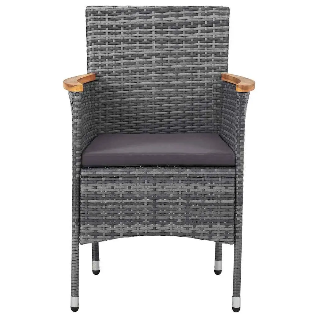 Outdoor Dining Set Garden Use 5 Piece Grey Poly Rattan Table Chairs