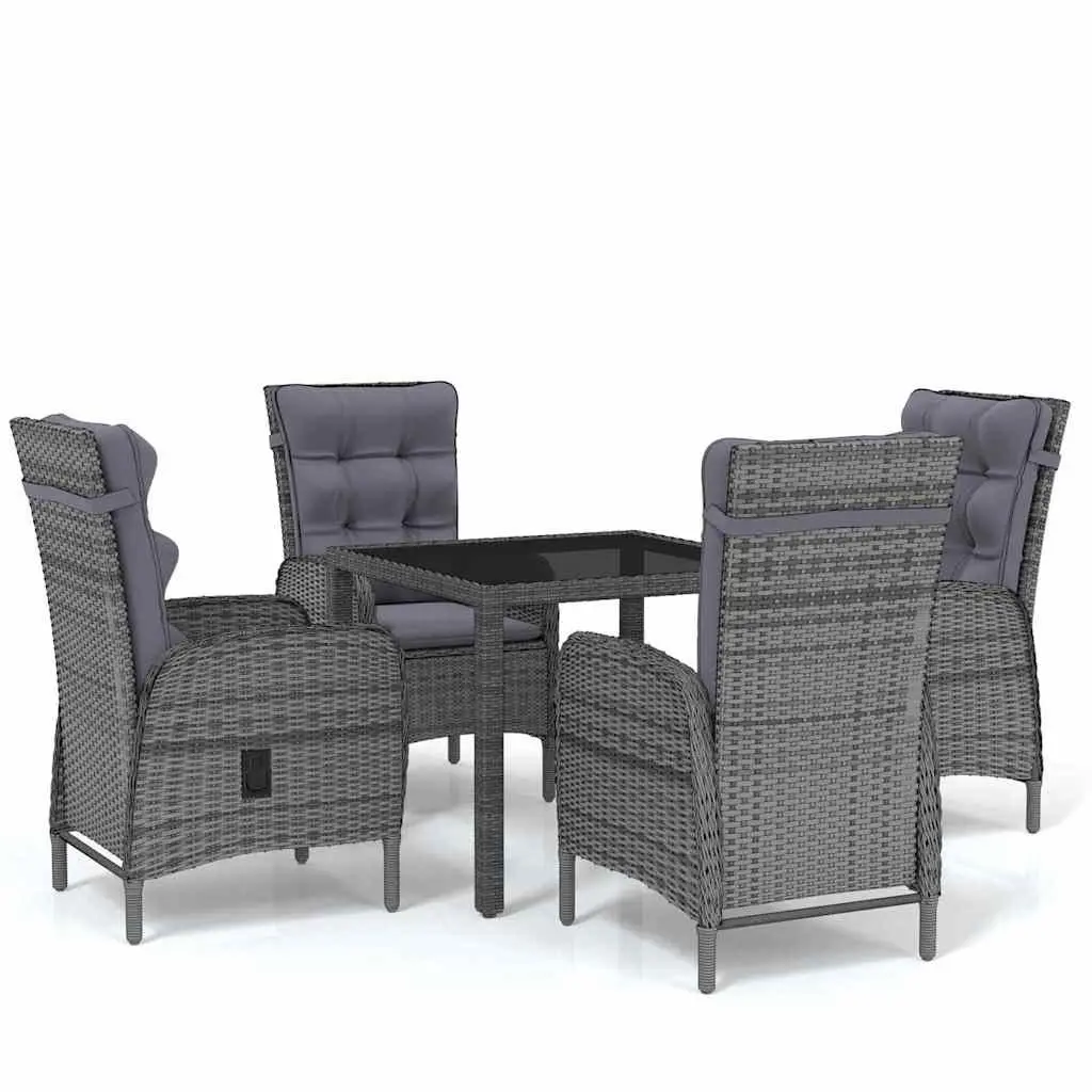 Garden Dining Set Outdoor Furniture 5 Piece Grey Poly Rattan Table Chairs