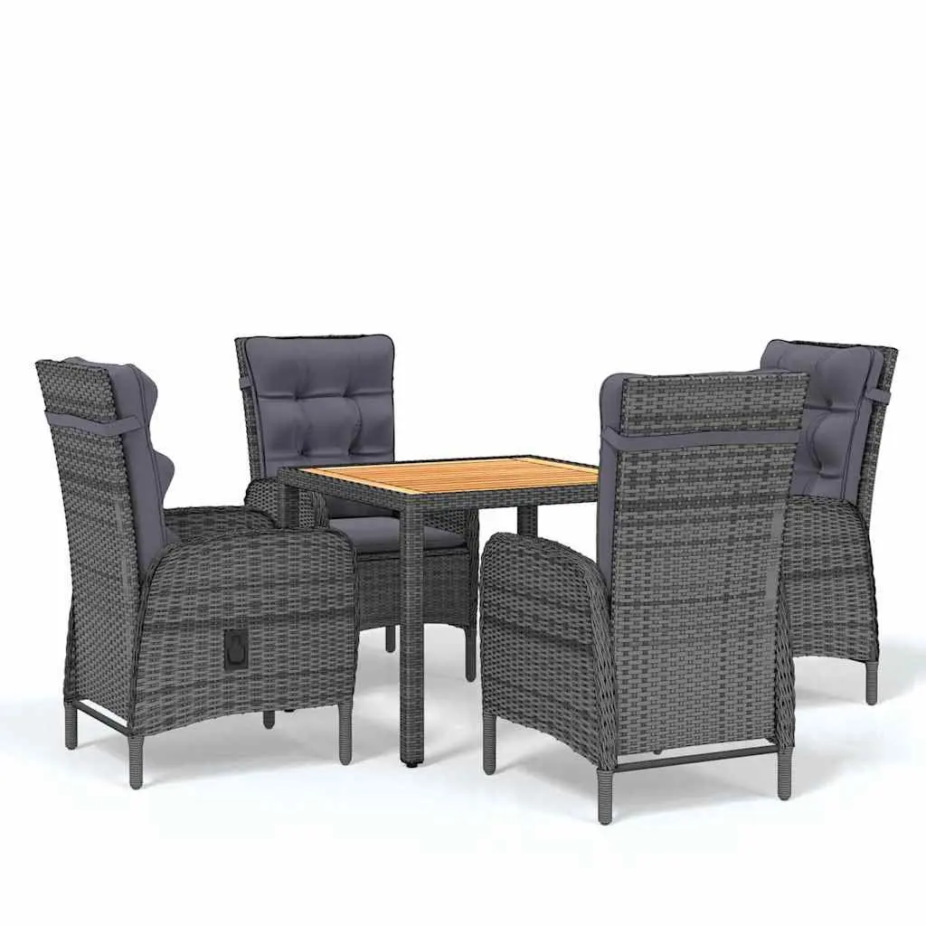 5 Piece Garden Dining Set Outdoor Use Grey Steel Frame PE Rattan
