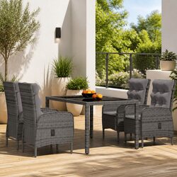 5 Piece Garden Dining Set Outdoor Rattan Chairs Table Patio Furniture Grey