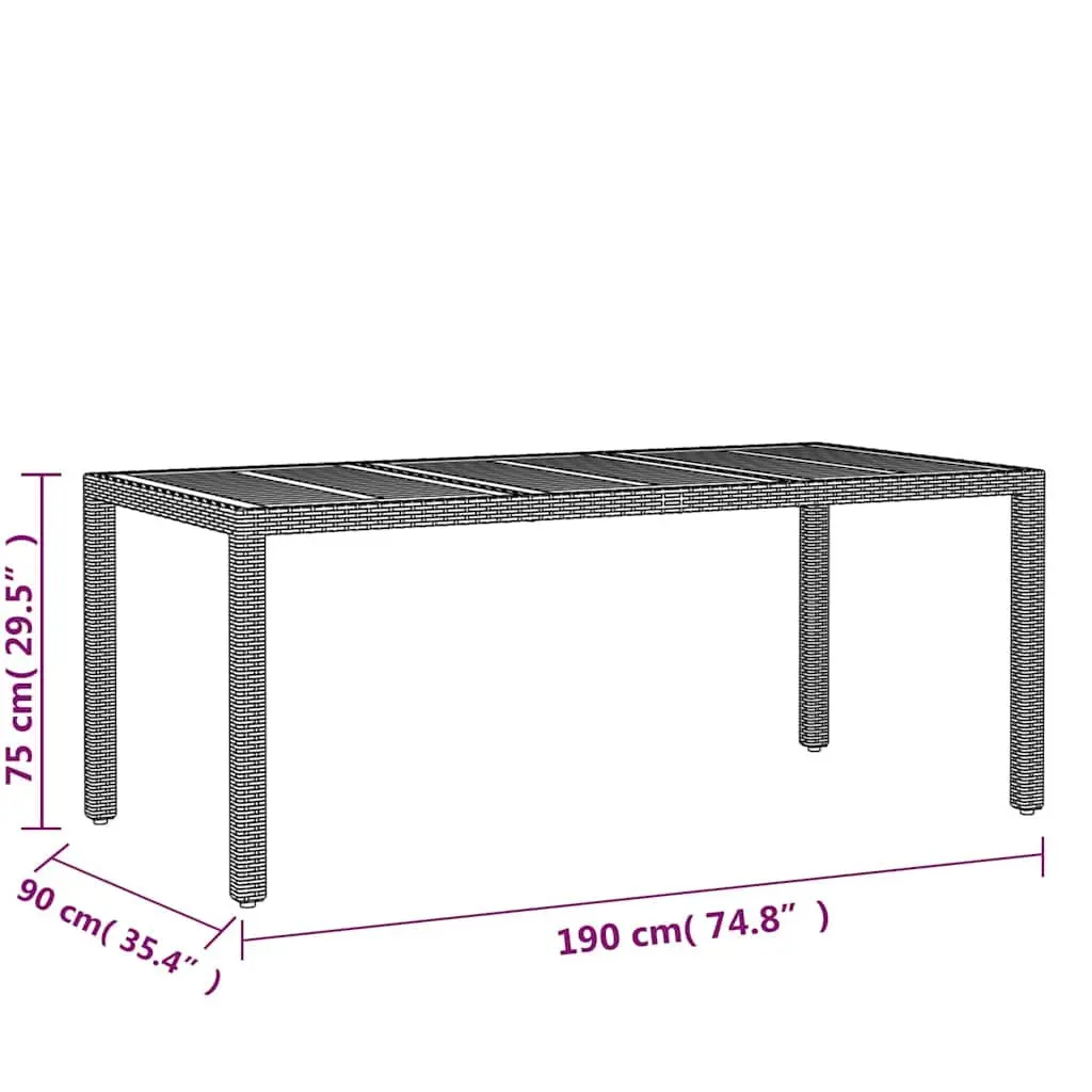 Garden Dining Set 7 Piece Outdoor Furniture Grey Patio Dining Set with Steel Frame and PE Rattan Chairs