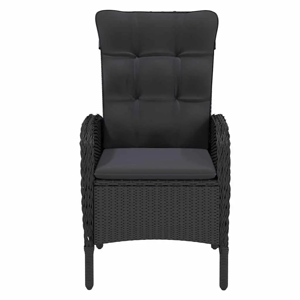 3 Piece Outdoor Garden Dining Set Poly Rattan Steel Frame Patio Furniture Black