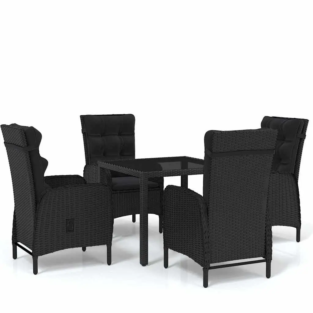 5 Piece Garden Dining Set Outdoor Patio Furniture Black