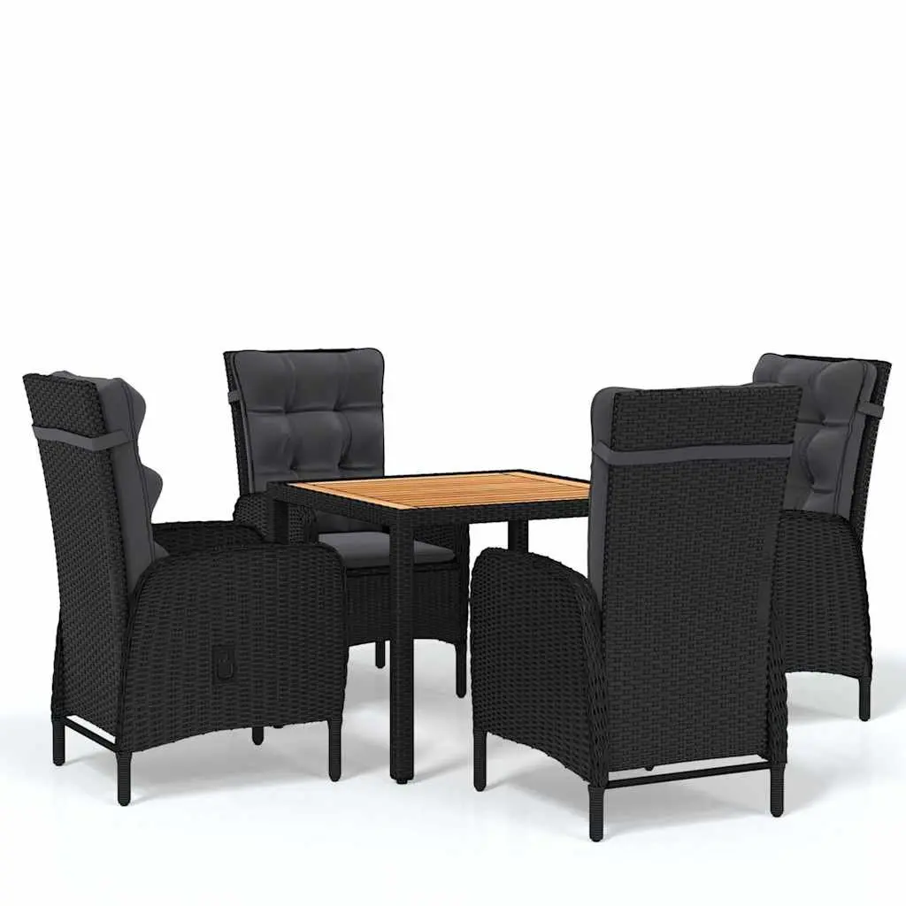 5 Piece Garden Dining Set with Acacia Wood Table and Cushions