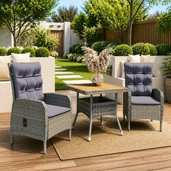 3 Piece Outdoor Dining Set: Grey Table and Chairs