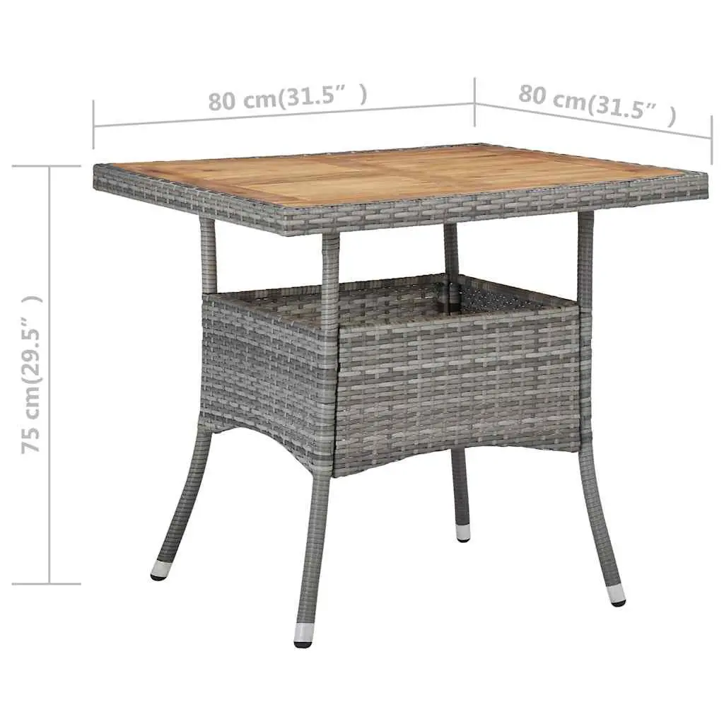 Garden Dining Set 3 Piece Outdoor Furniture Grey Patio Table Chairs
