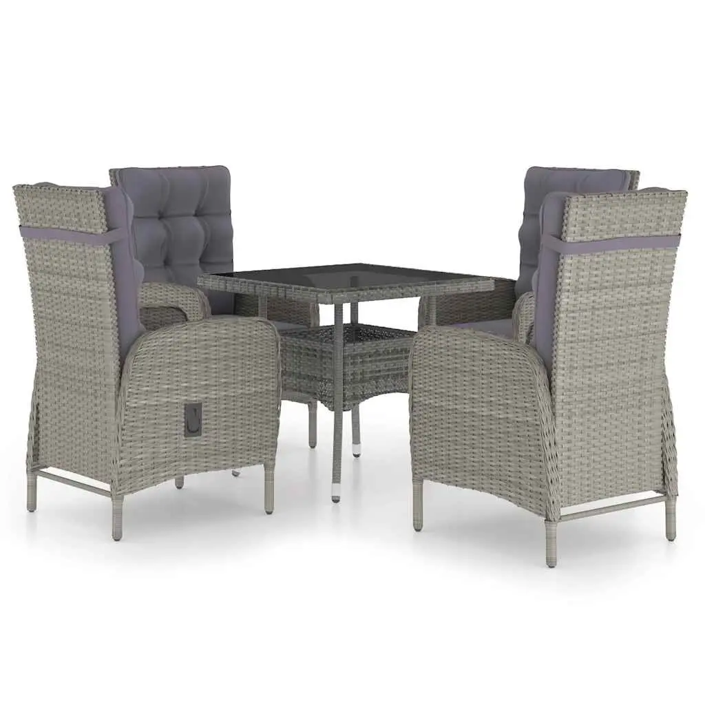 Garden Dining Set 5 Piece Outdoor Patio Furniture Table Chairs Grey