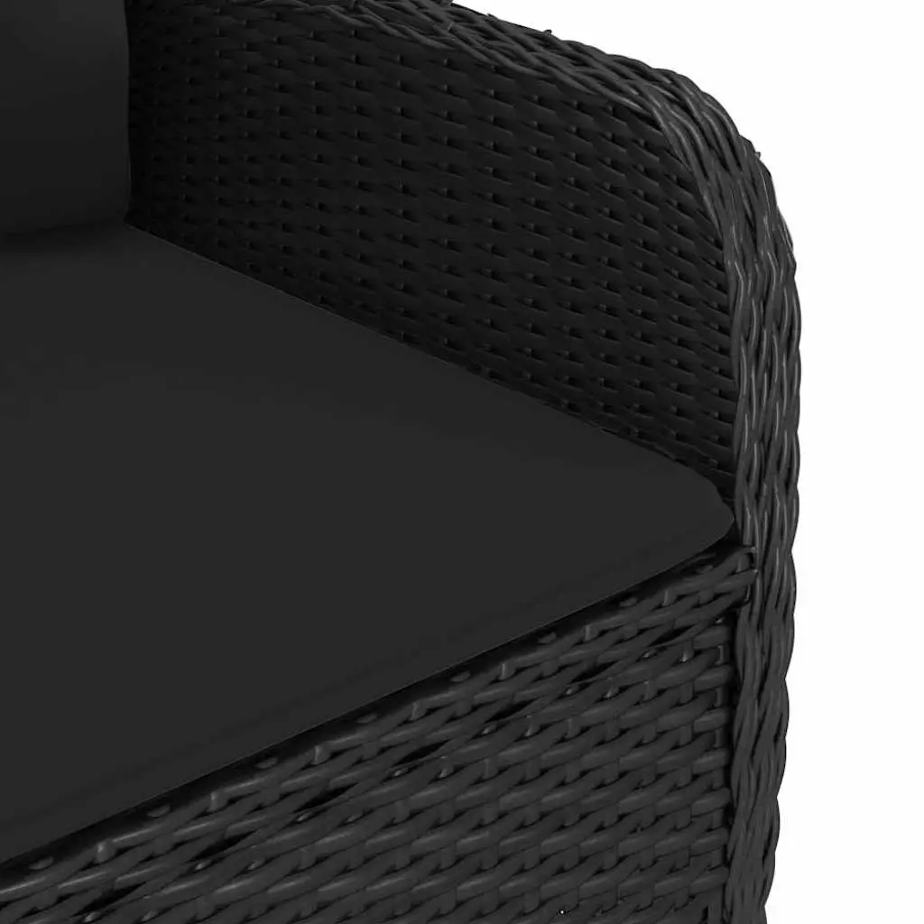 Outdoor Dining Set 3 Piece Garden Furniture Poly Rattan Acacia Wood Black