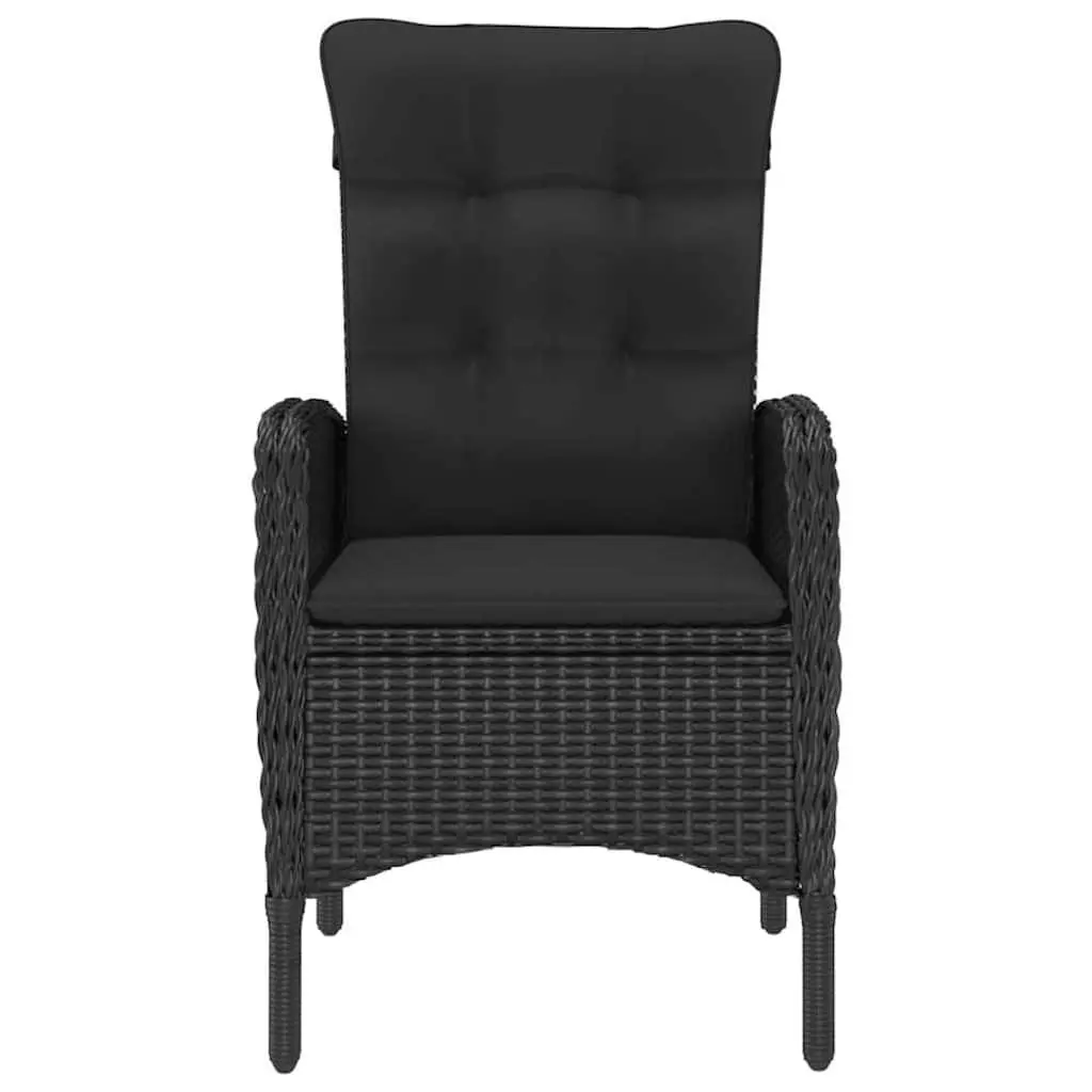 5 Piece Outdoor Dining Set Black Poly Rattan Glass Table Patio Furniture